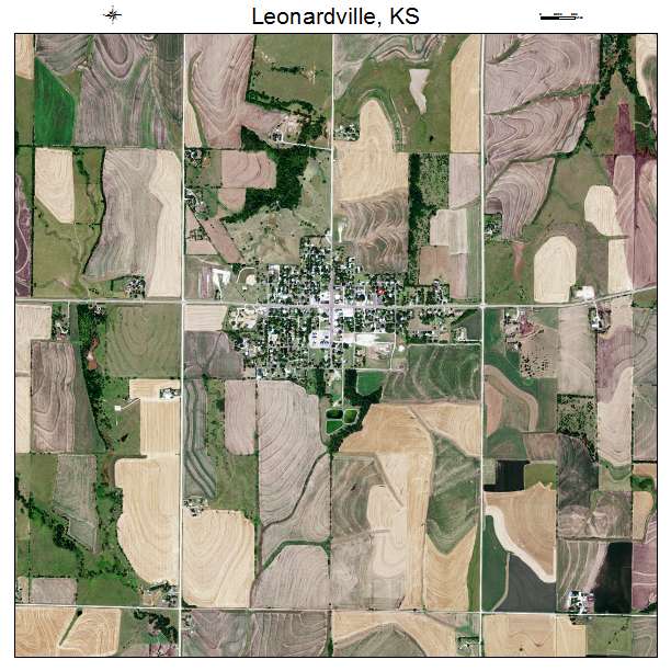 Leonardville, KS air photo map