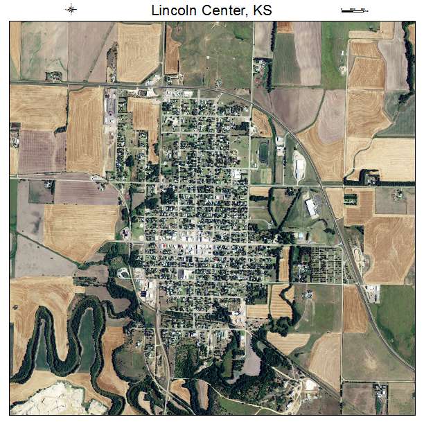 Lincoln Center, KS air photo map