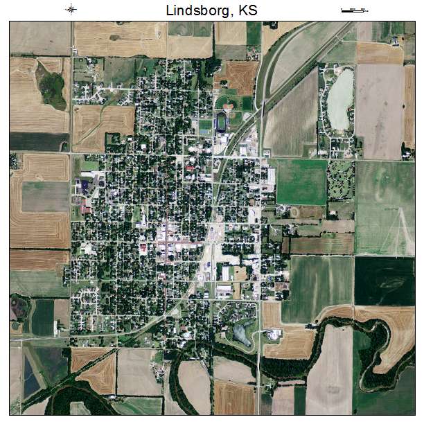 Lindsborg, KS air photo map