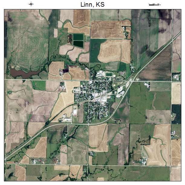 Linn, KS air photo map