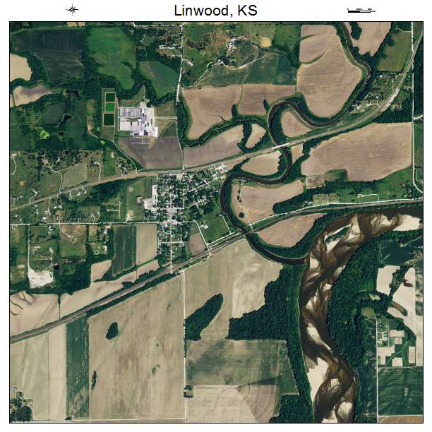 Linwood, KS air photo map