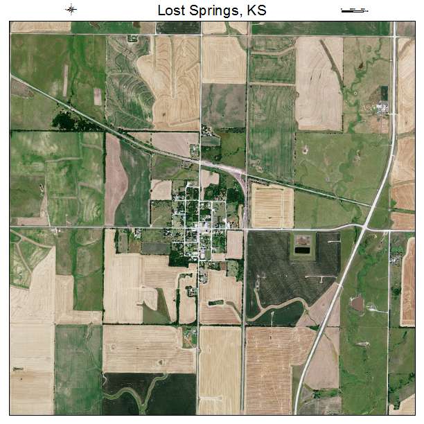 Lost Springs, KS air photo map