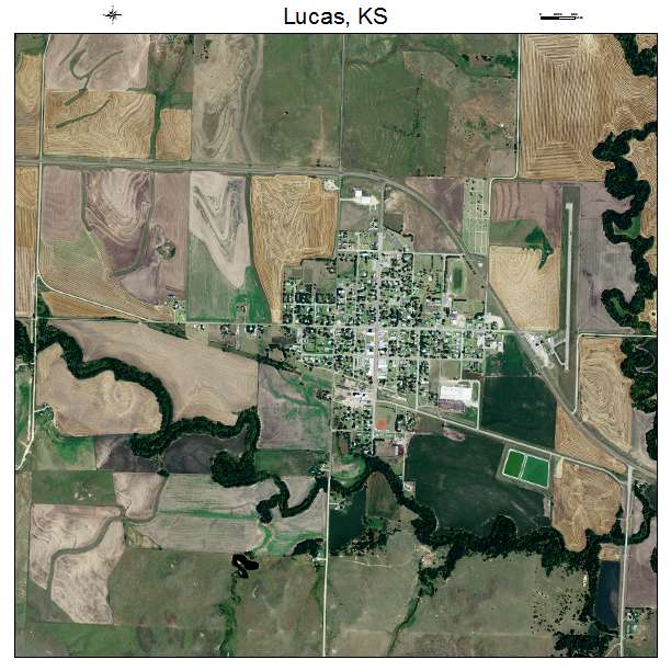 Lucas, KS air photo map