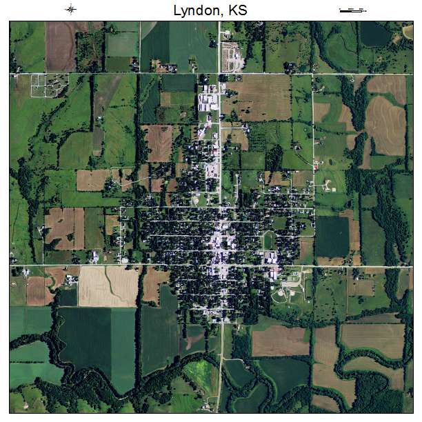 Lyndon, KS air photo map