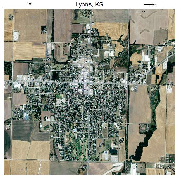 Lyons, KS air photo map