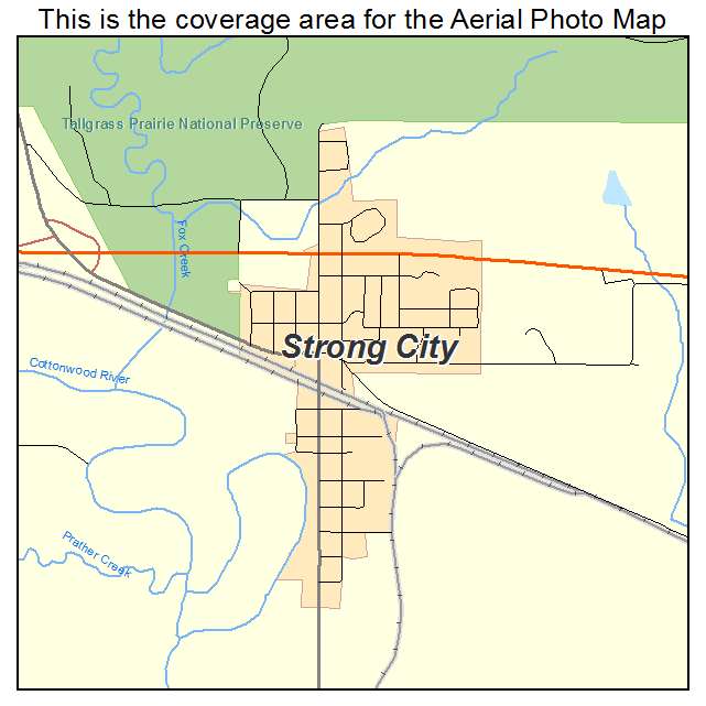 Strong City, KS location map 