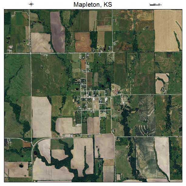 Mapleton, KS air photo map