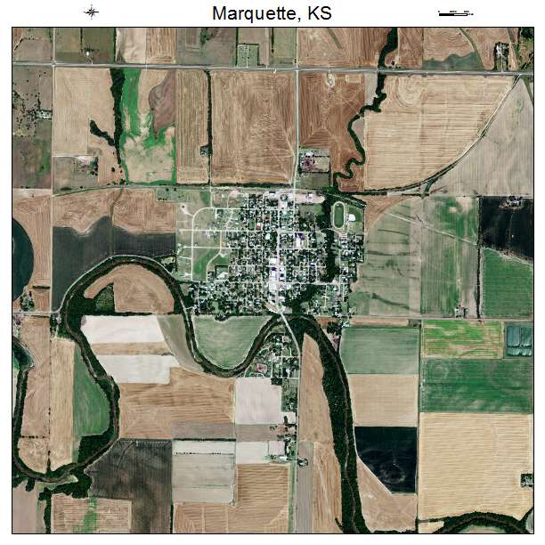Marquette, KS air photo map