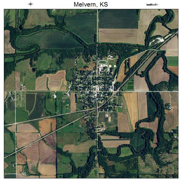 Melvern, KS air photo map