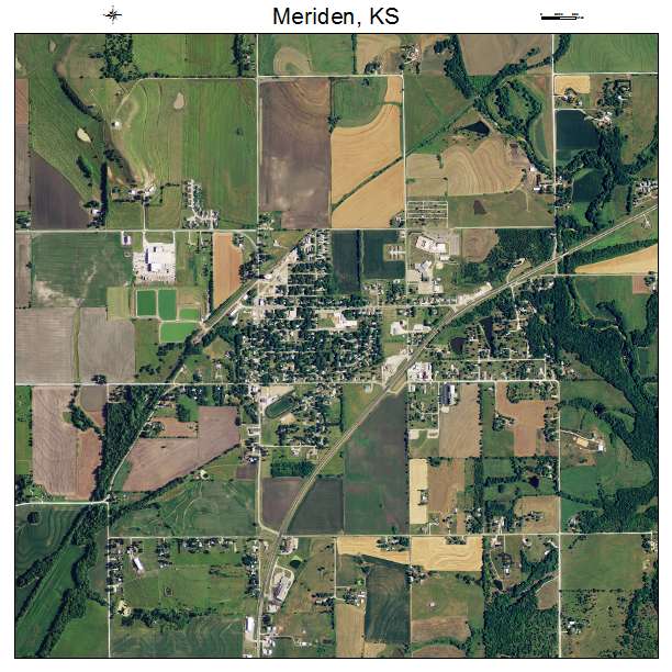 Meriden, KS air photo map