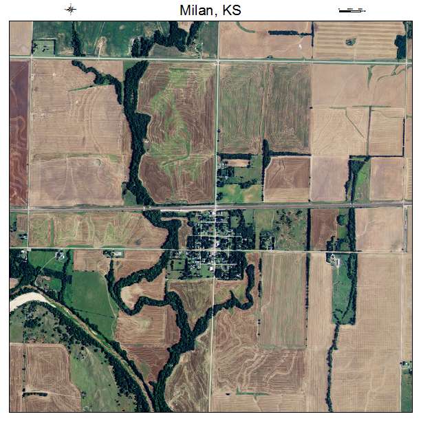 Milan, KS air photo map