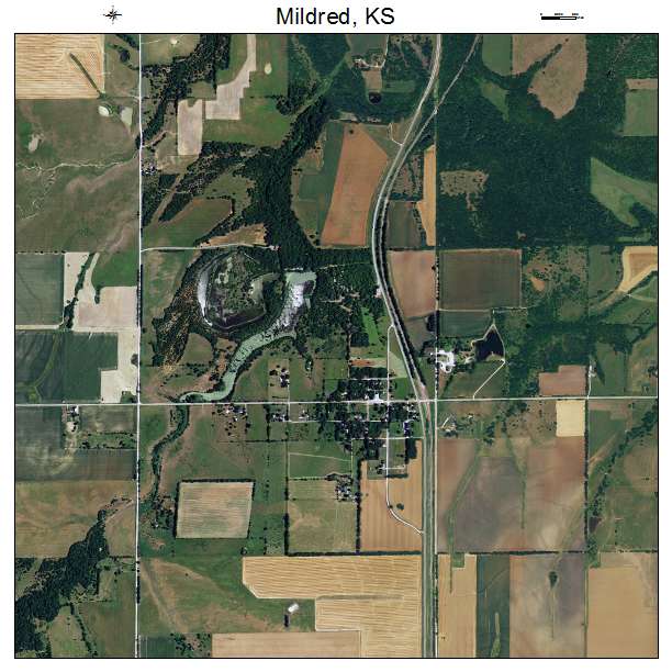 Mildred, KS air photo map