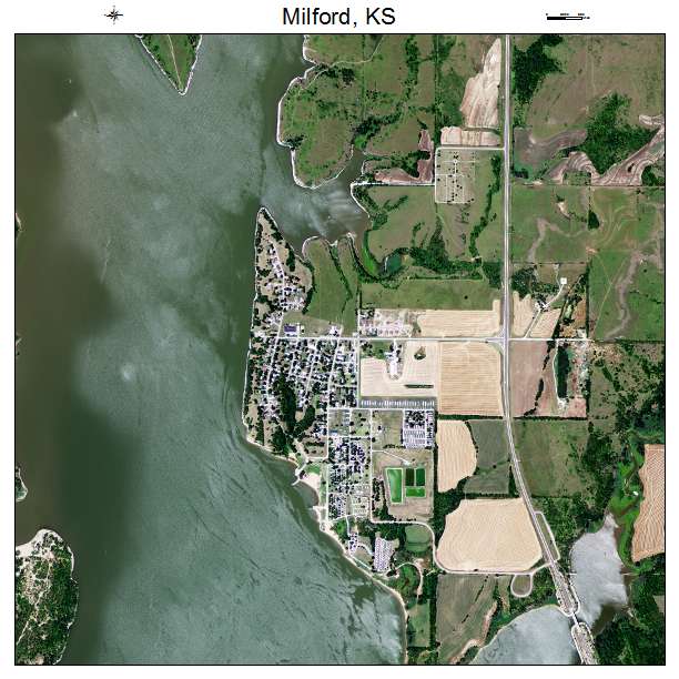 Milford, KS air photo map
