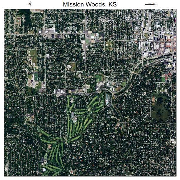 Mission Woods, KS air photo map