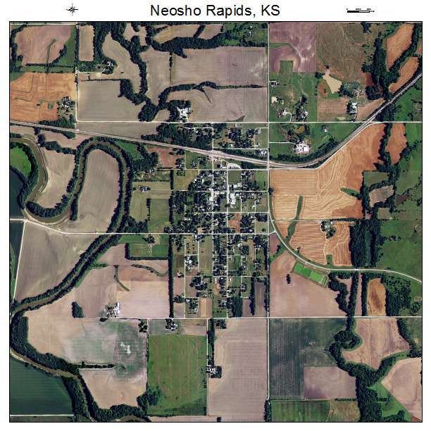 Neosho Rapids, KS air photo map