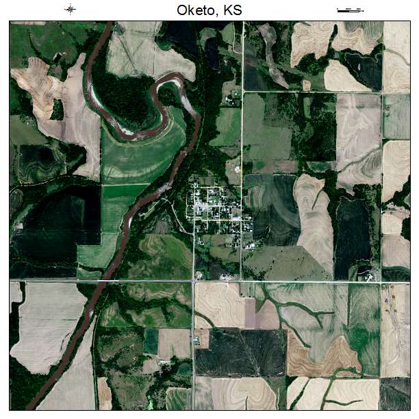 Oketo, KS air photo map