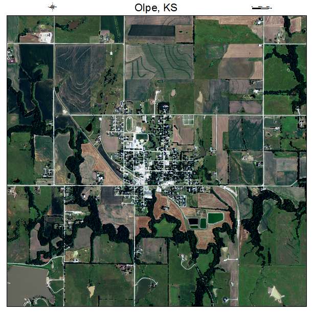 Olpe, KS air photo map