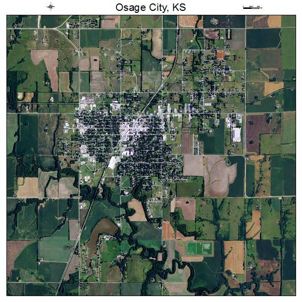 Osage City, KS air photo map