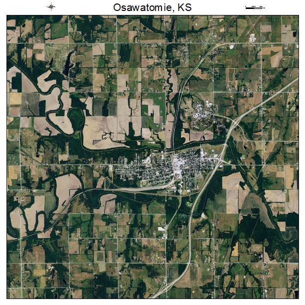 Osawatomie, KS air photo map