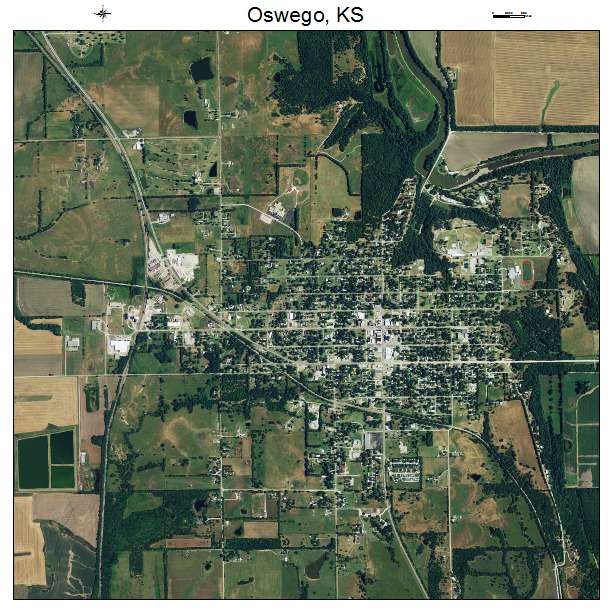Oswego, KS air photo map