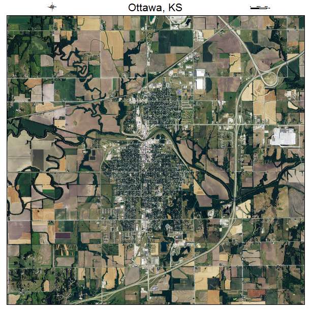 Ottawa, KS air photo map