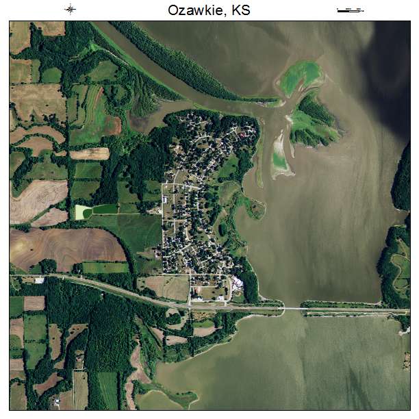 Ozawkie, KS air photo map