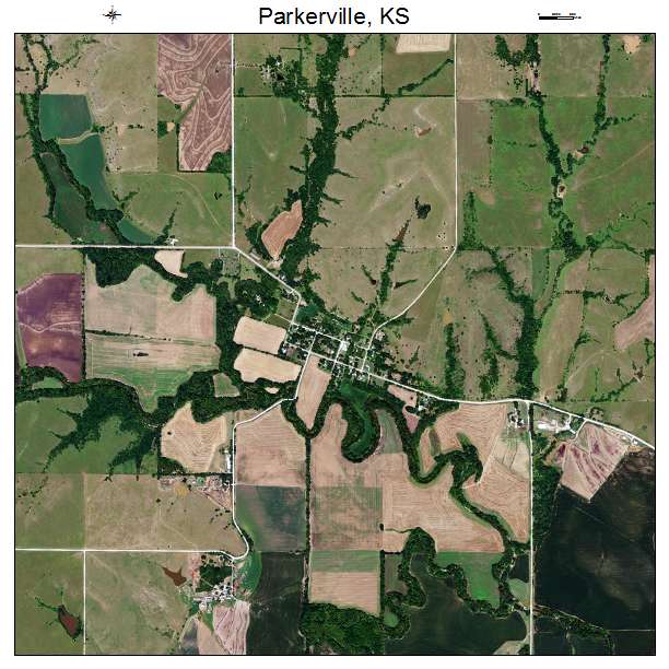 Parkerville, KS air photo map