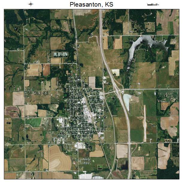 Pleasanton, KS air photo map