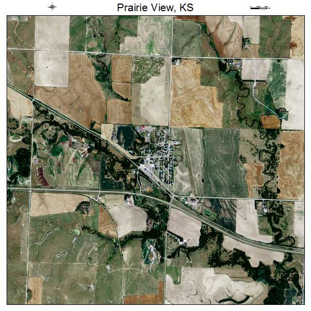 Prairie View, KS air photo map