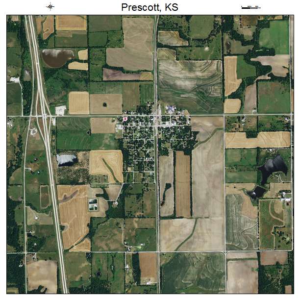 Prescott, KS air photo map