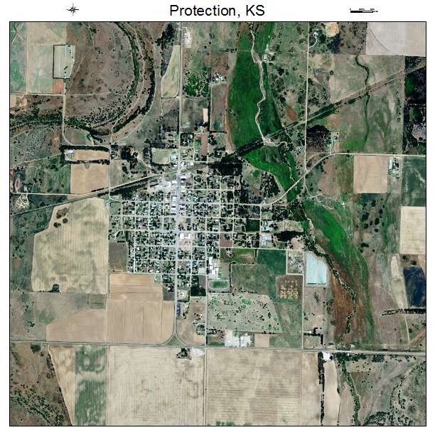 Protection, KS air photo map