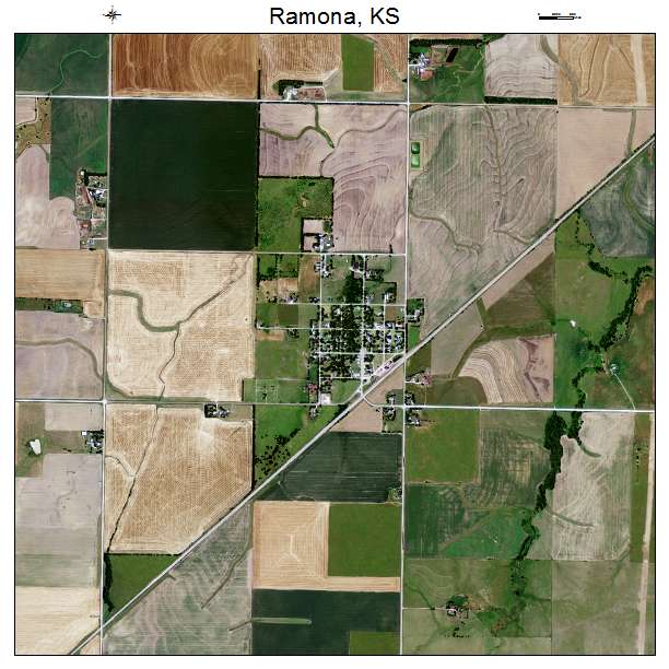 Ramona, KS air photo map