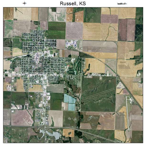 Russell, KS air photo map