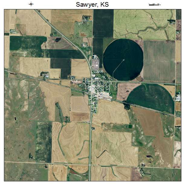 Sawyer, KS air photo map
