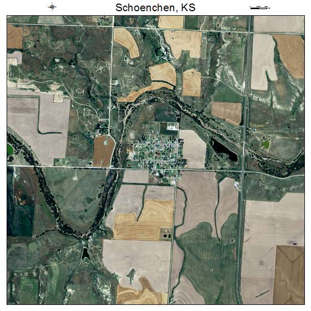 Schoenchen, KS air photo map