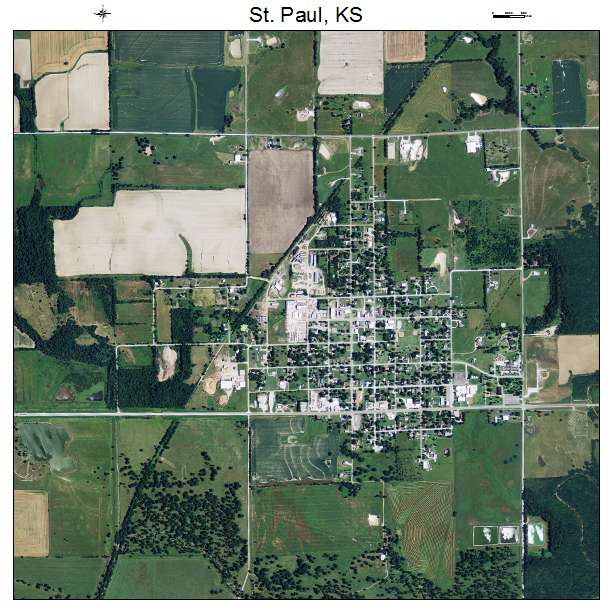 St Paul, KS air photo map