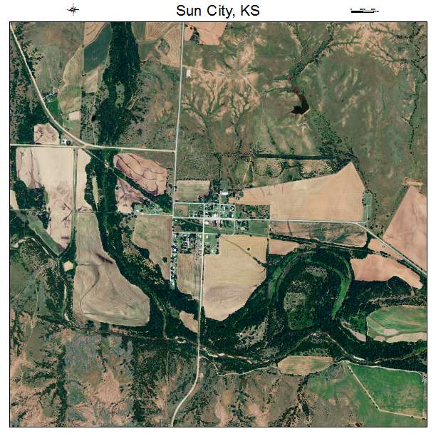 Sun City, KS air photo map