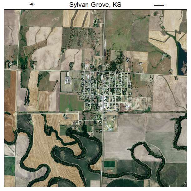 Sylvan Grove, KS air photo map