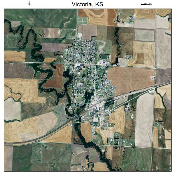 Victoria, KS air photo map
