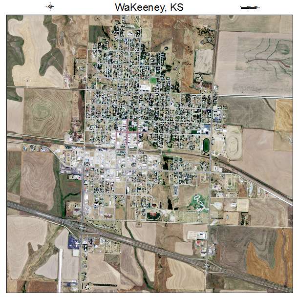 WaKeeney, KS air photo map