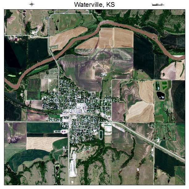 Waterville, KS air photo map