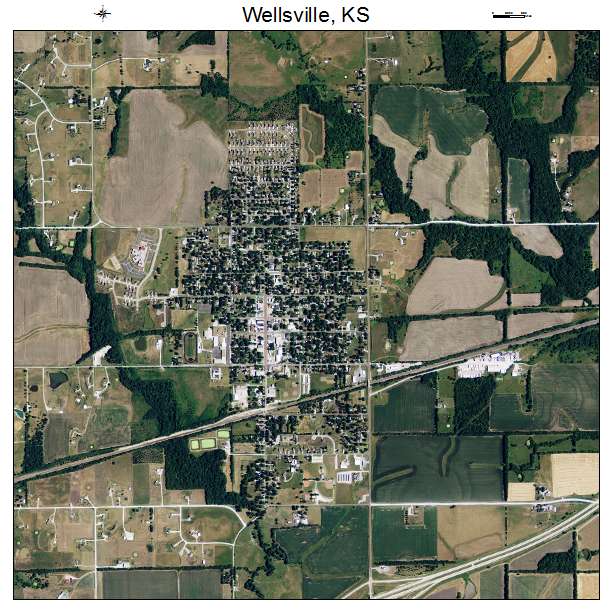 Wellsville, KS air photo map
