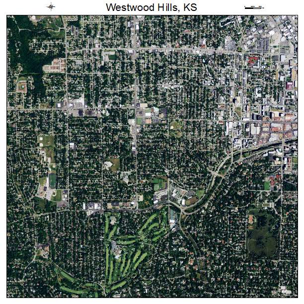 Westwood Hills, KS air photo map