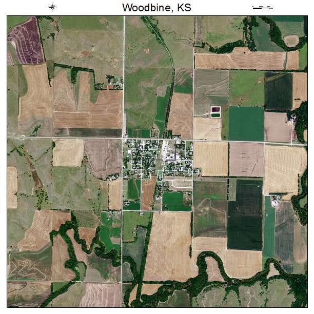 Woodbine, KS air photo map