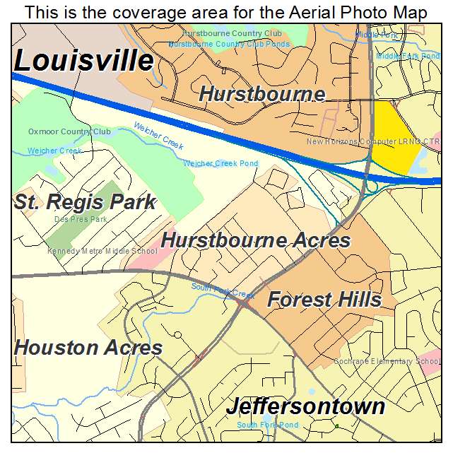 Hurstbourne Acres, KY location map 