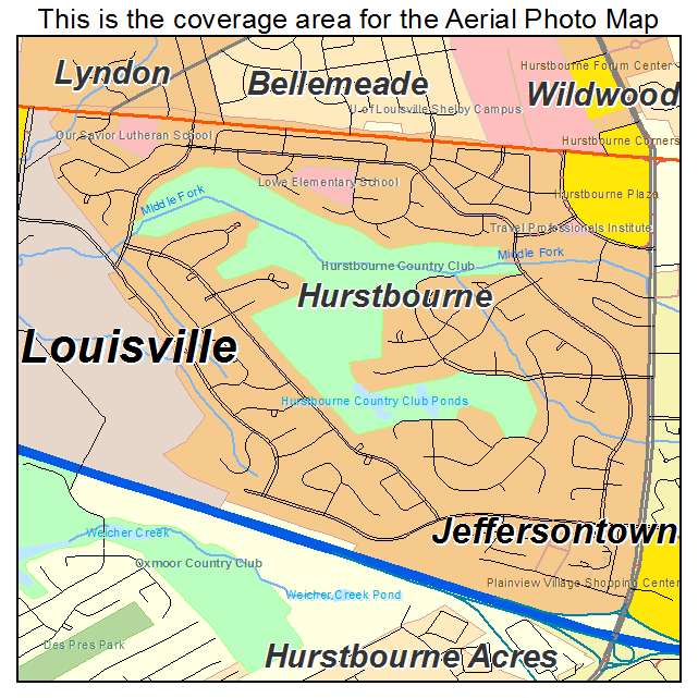 Hurstbourne, KY location map 