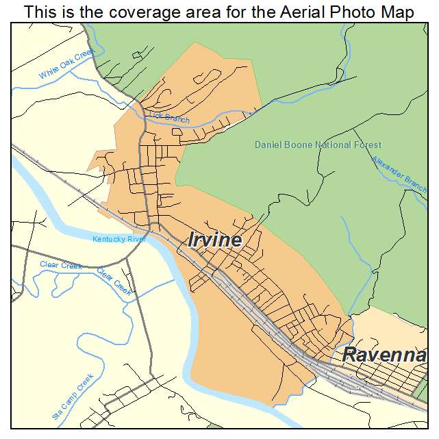 Irvine, KY location map 