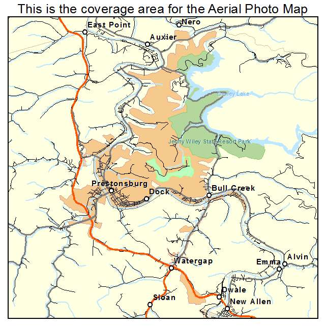 Prestonsburg, KY location map 