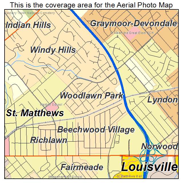 Woodlawn Park, KY location map 