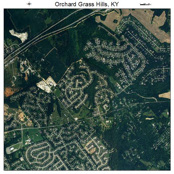 Orchard Grass Hills, KY air photo map